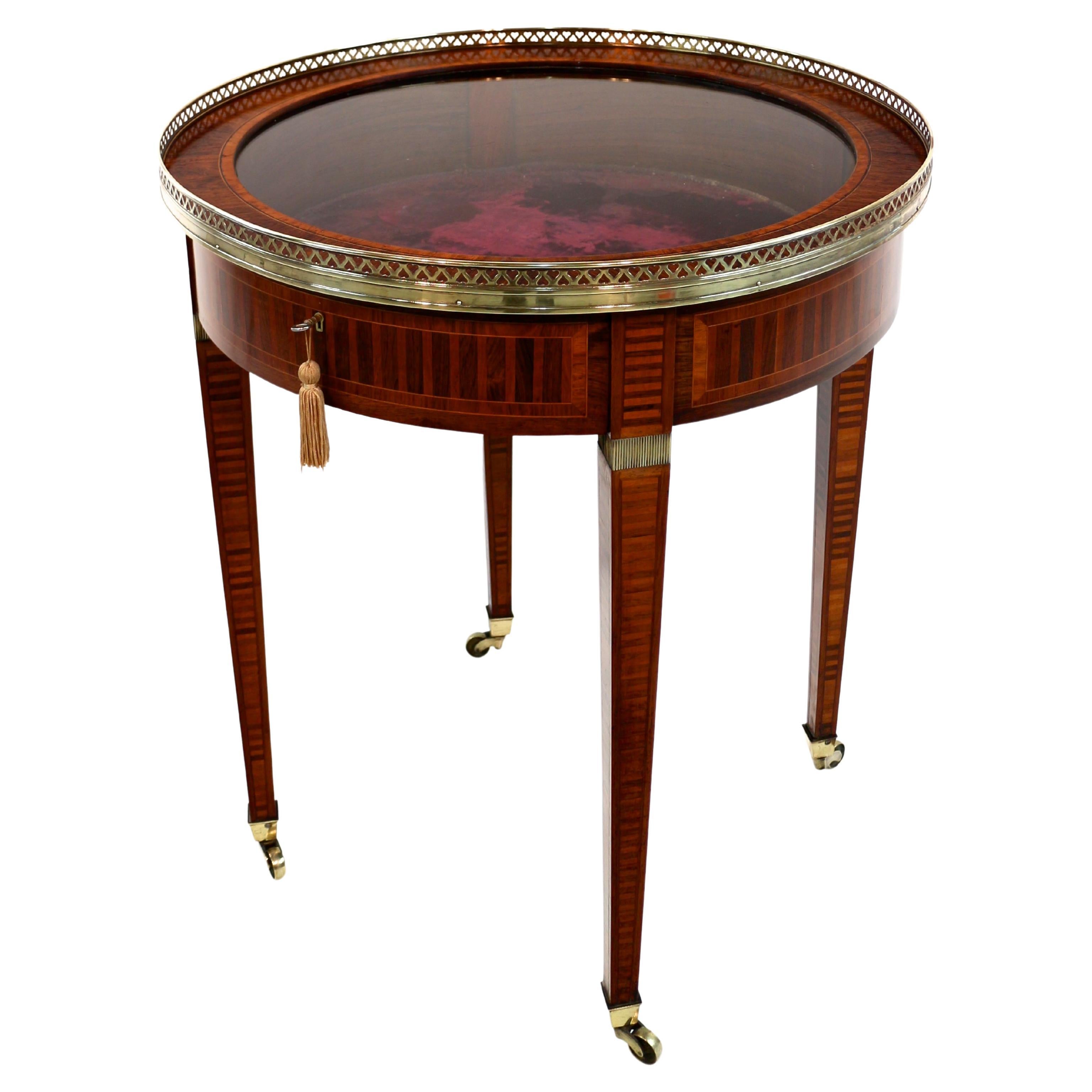 Antique English Victorian Sheraton Revival Rosewood & Parquetry Bijouterie Table For Sale