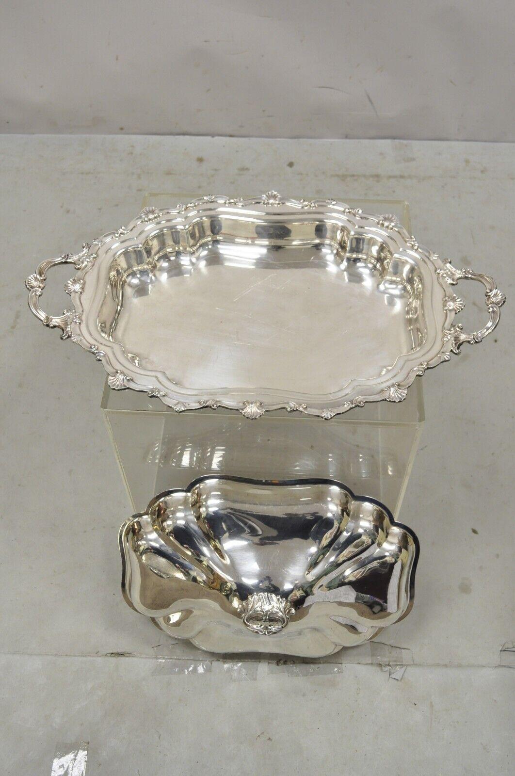 Antique English Victorian Silver Plate Lidded Serving Tureen Platter Dish 1