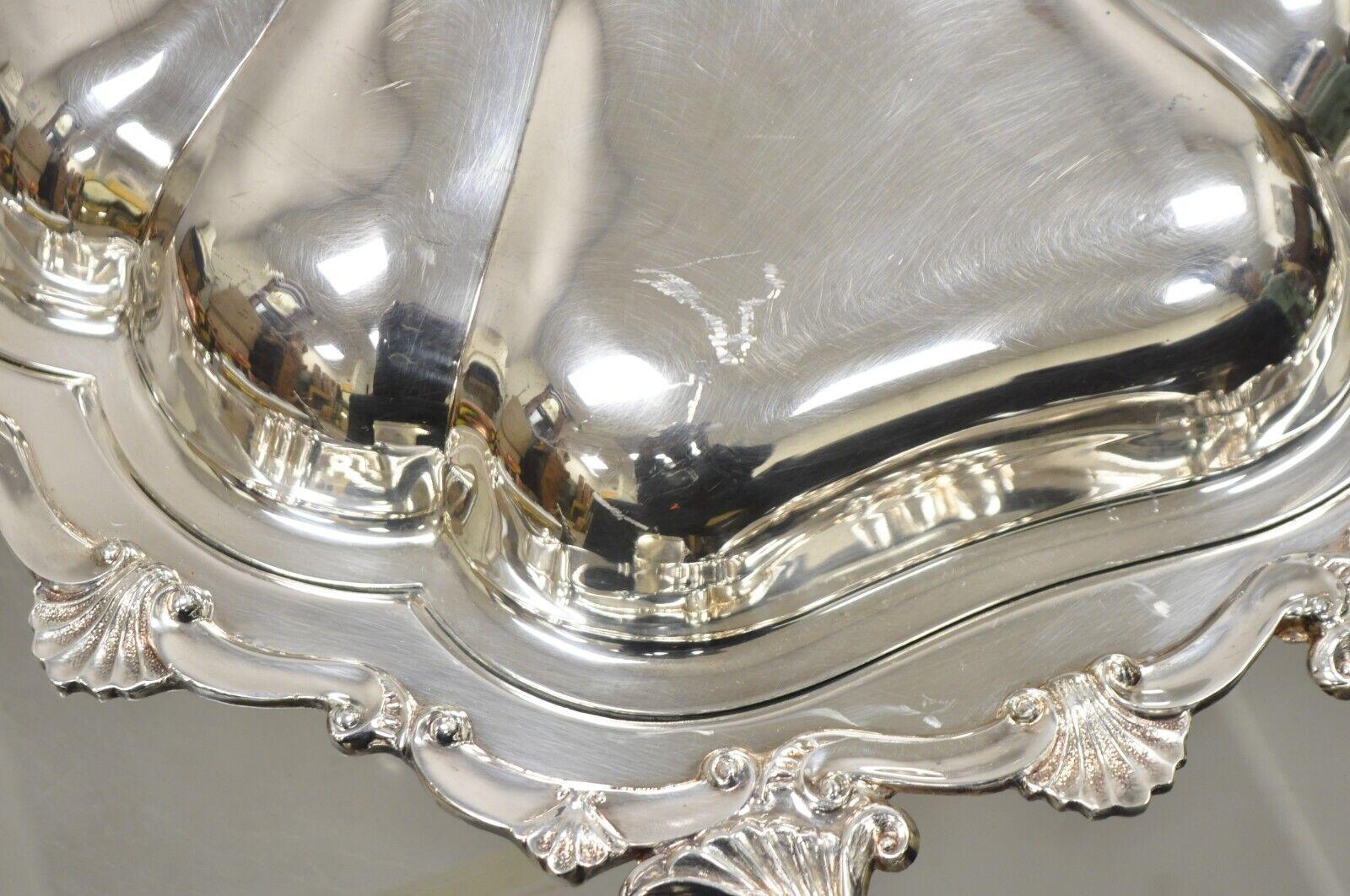 Antique English Victorian Silver Plate Lidded Serving Tureen Platter Dish 4