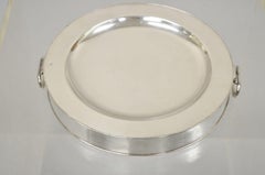 Antique English Victorian Silver Plate On Copper 9.5” Round Serving Plate Warmer
