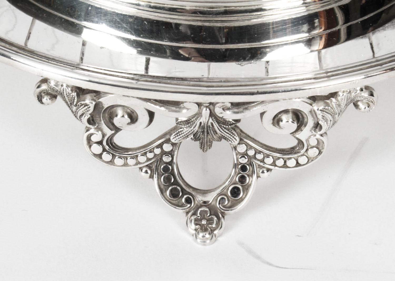 Antique English Victorian Silver Plated Biscuit Barrel, 19th Century 4