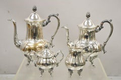Antique English Victorian Silver Plated Coffee Tea Set, 4 Pc Set