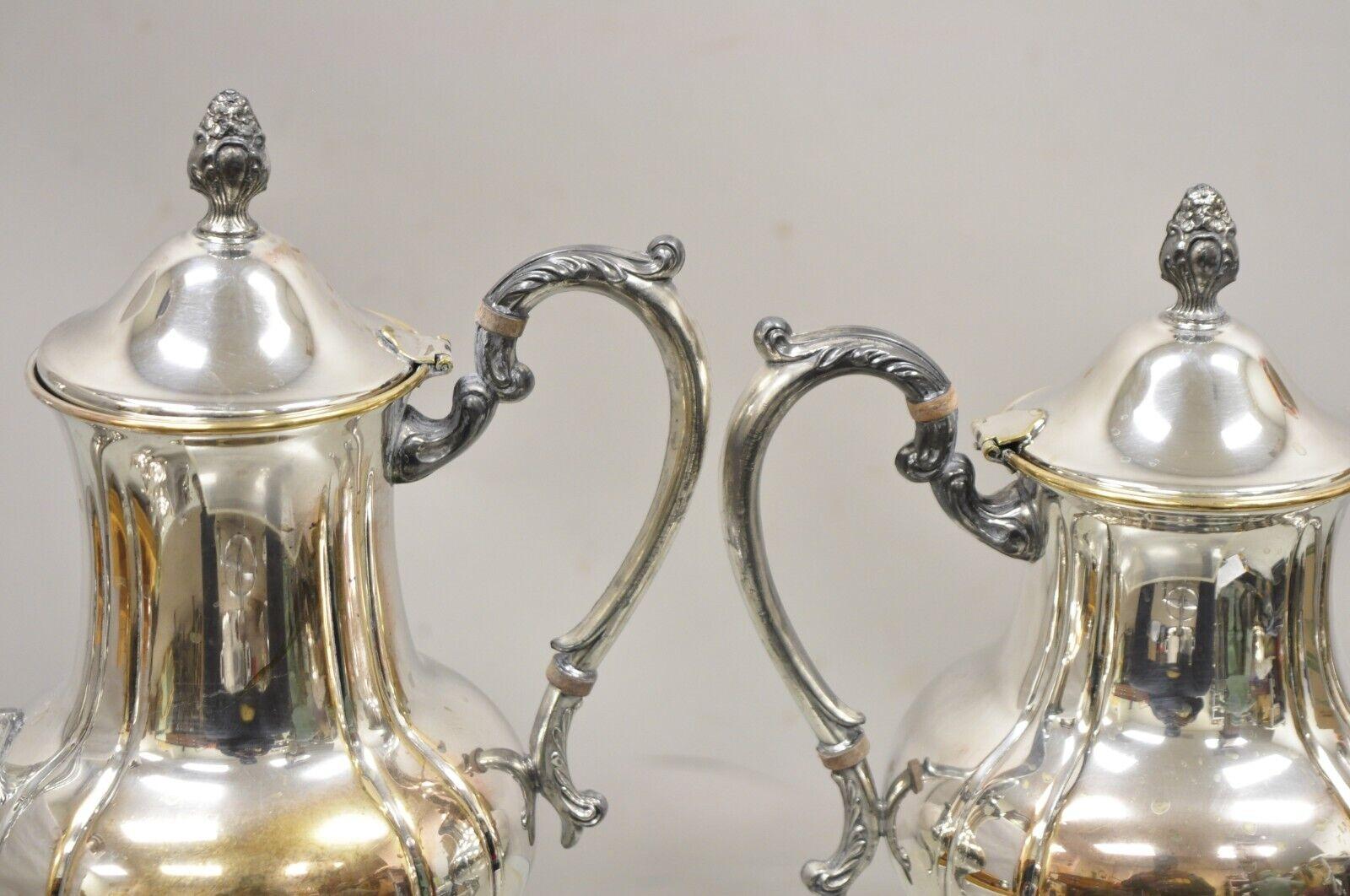 Early 20th Century Antique English Victorian Silver Plated Coffee Tea Set, 4 Pc Set For Sale