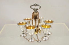 Antique English Victorian Silver Plated Egg Server w/ Spoon Set - Service for 6