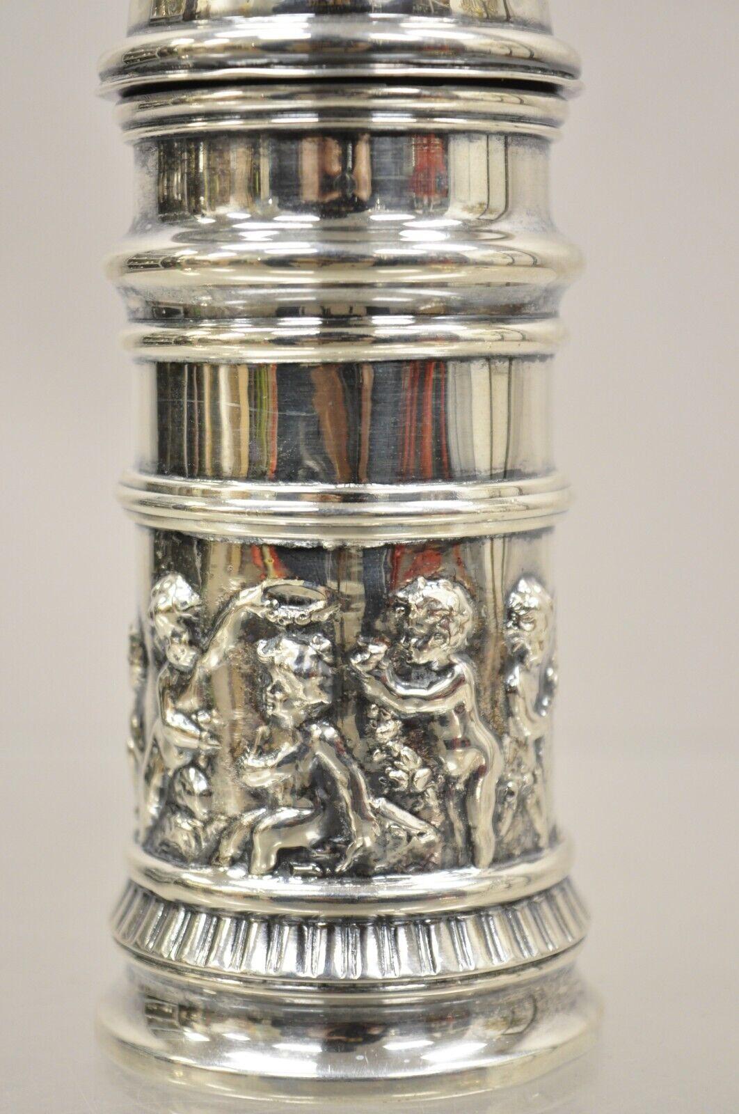 20th Century Antique English Victorian Silver Plated Figural Cherubs Shaker Caster For Sale