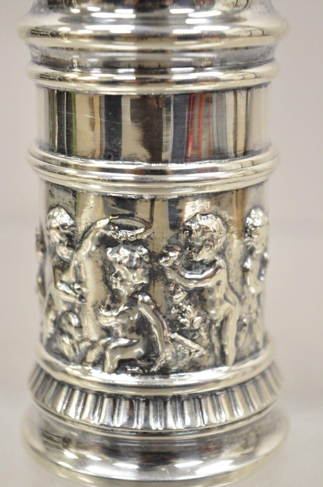 Antique English Victorian Silver Plated Figural Cherubs Shaker Caster For Sale 1