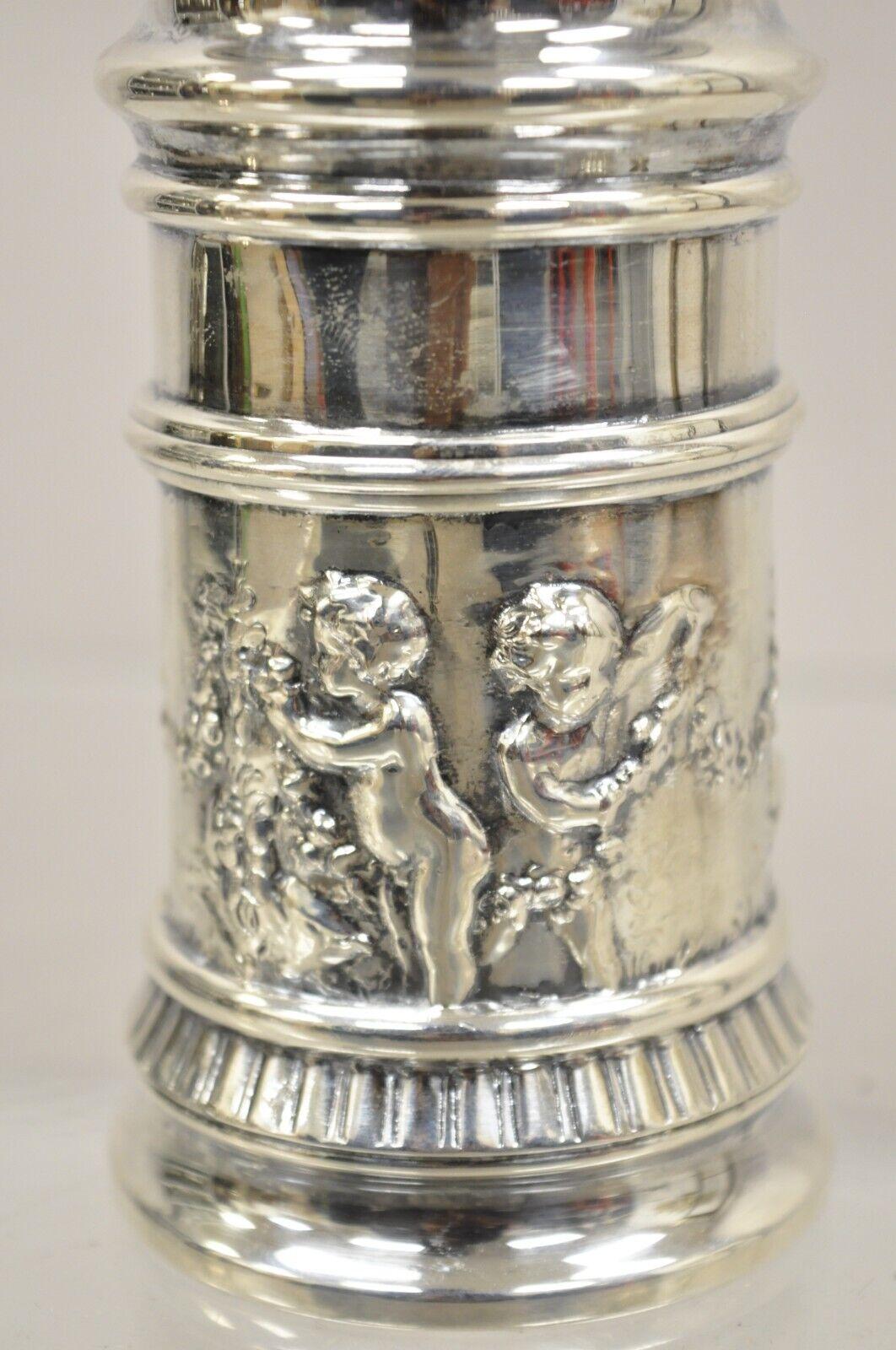 Antique English Victorian Silver Plated Figural Cherubs Shaker Caster For Sale 2