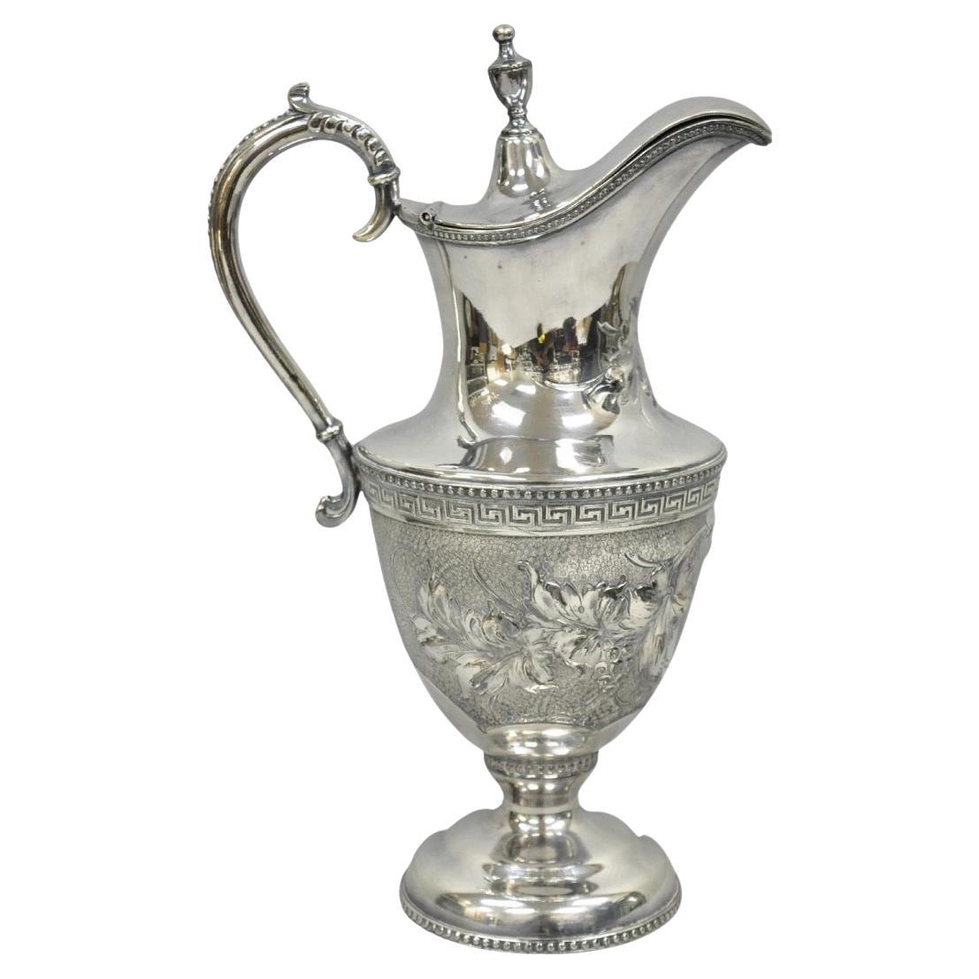 Antike englische viktorianische versilbert Floral Repousse Kaffeekanne Teekanne