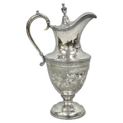 Antique English Victorian Silver Plated Floral Repousse Coffee Pot Teapot
