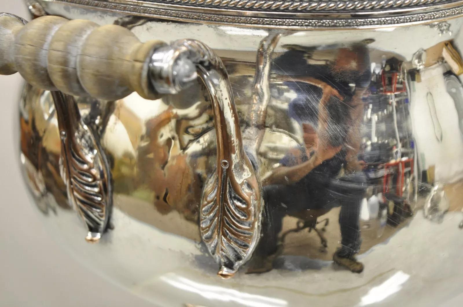 Antique English Victorian Silver Plated Footed Coffee Tee Dispenser Samovar 7