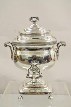 Antique English Victorian Silver Plated Footed Coffee Tee Dispenser Samovar