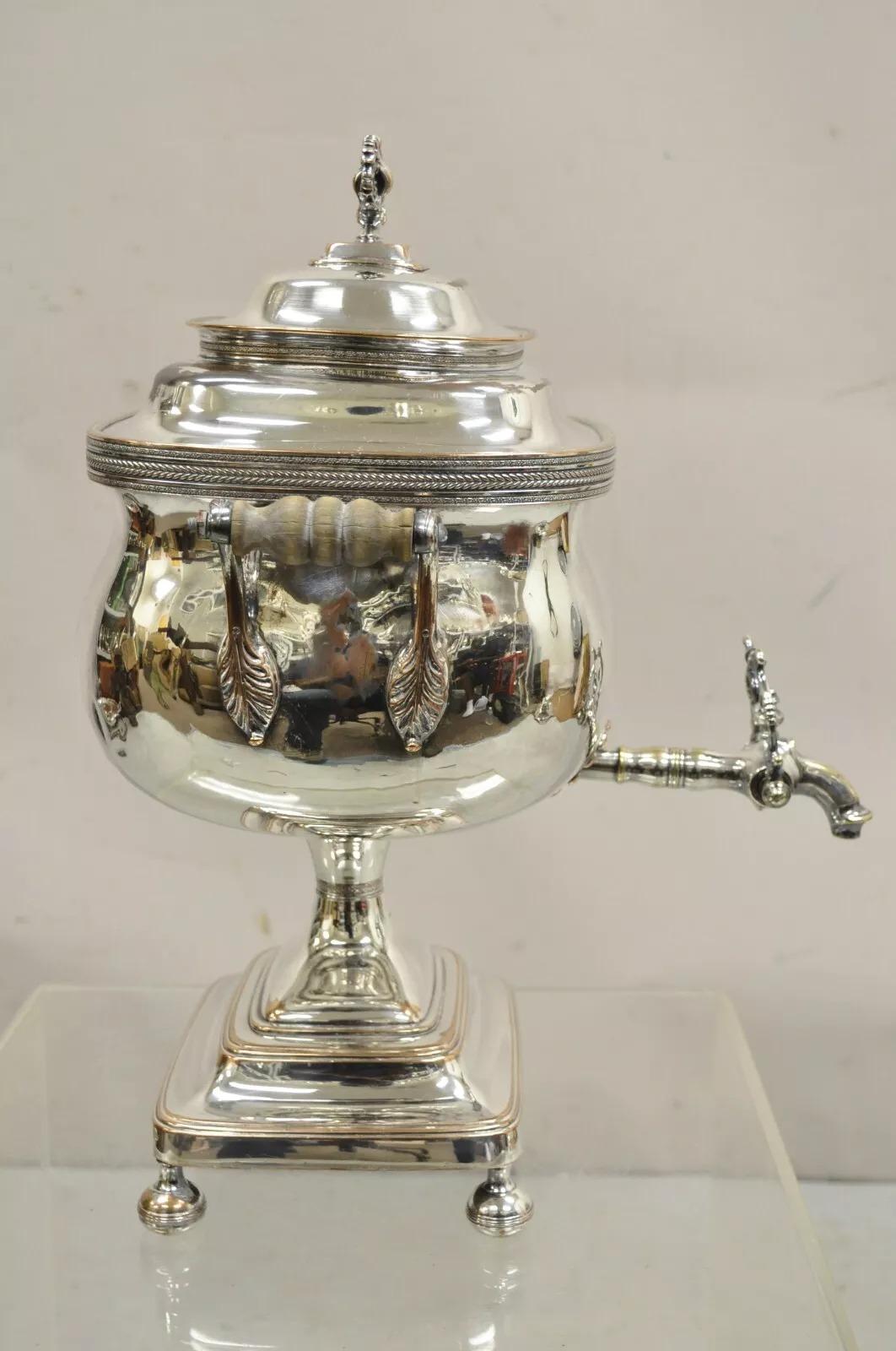 Unknown Antique English Victorian Silver Plated Footed Coffee Tee Dispenser Samovar