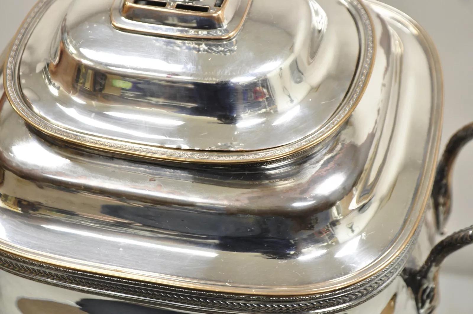 Antique English Victorian Silver Plated Footed Coffee Tee Dispenser Samovar 1