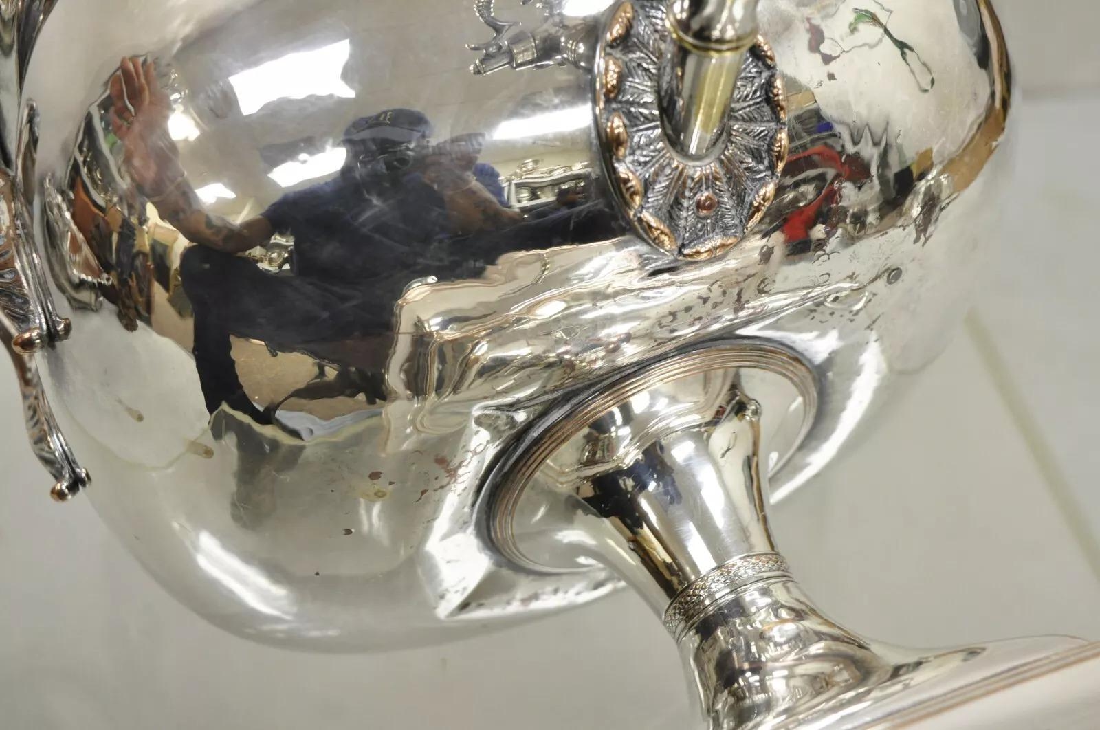 Antique English Victorian Silver Plated Footed Coffee Tee Dispenser Samovar 4