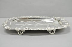 Antique English Victorian Silver Plated Grapevine Meat Cutlery Tray by Benedict