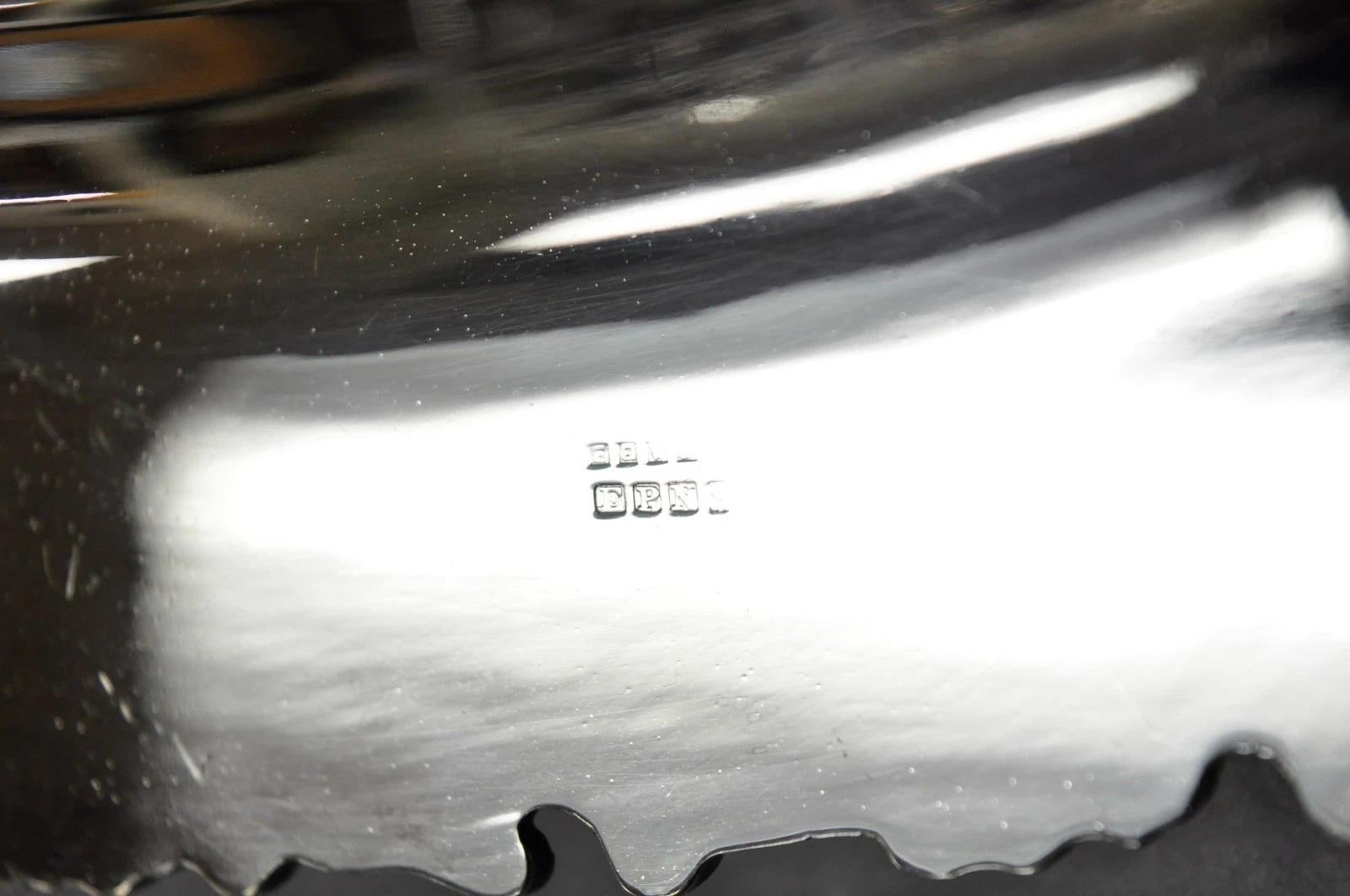 Antique English Victorian Silver Plated Grapevine Oval Bar Tray w/ Monogram For Sale 6