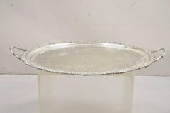 Antique English Victorian Silver Plated Oval Serving Platter Tray "RDD" Monogram