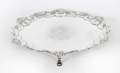 Antique English Victorian Silver Plated Salver 19th Century