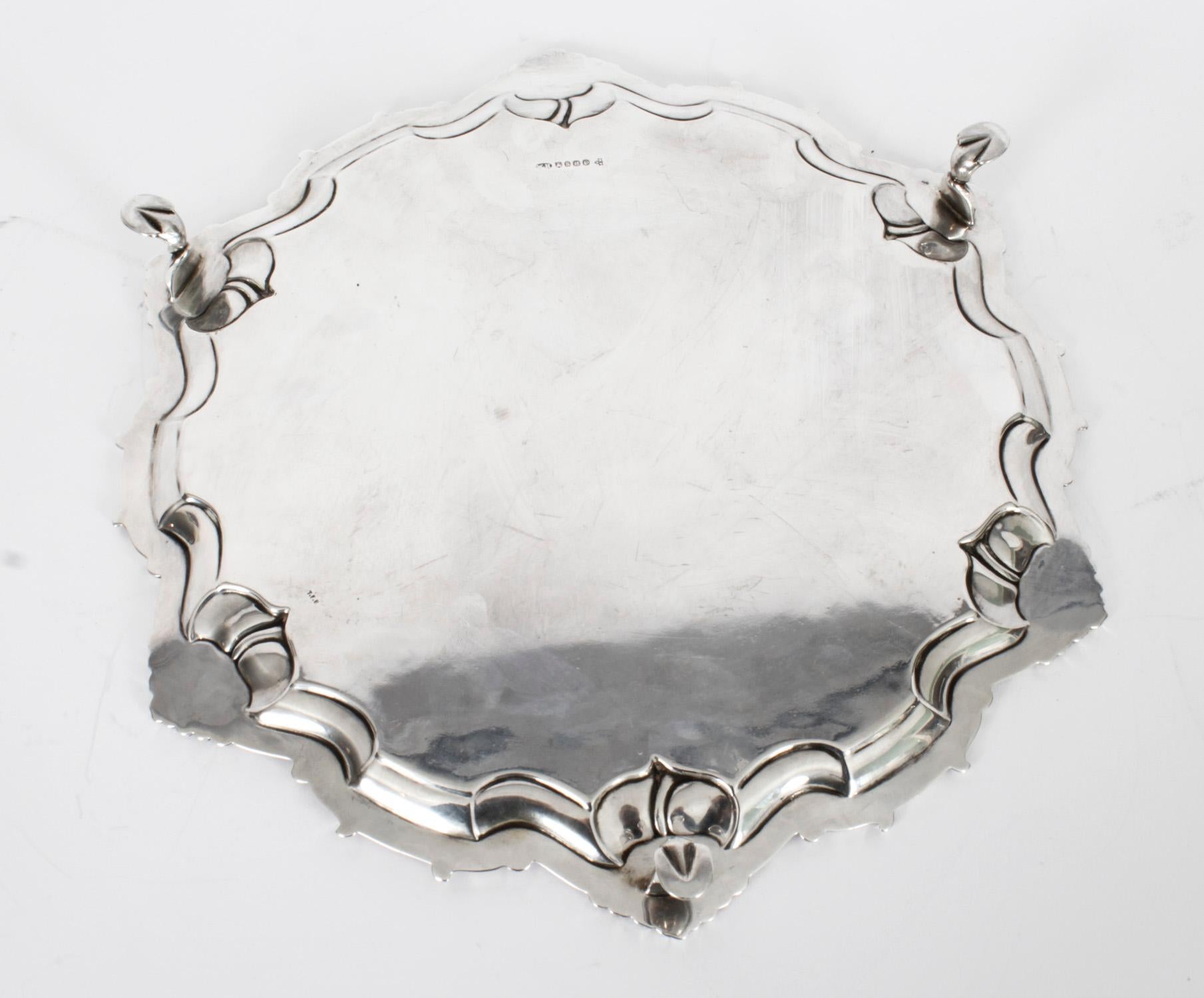 Antique English Victorian Silver Plated Salver 19th Century For Sale 4
