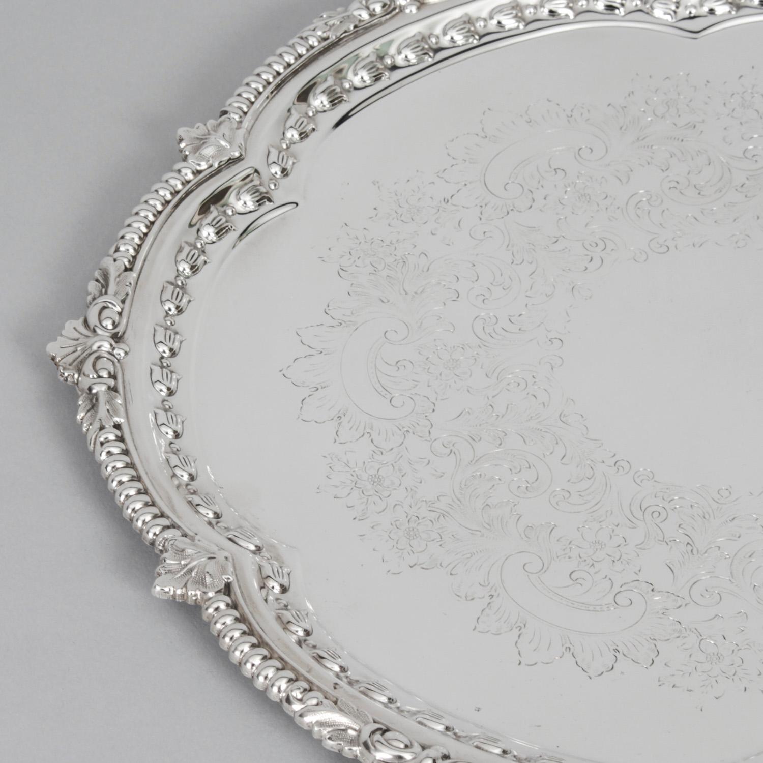 Late 19th Century Antique English Victorian Silver Plated Salver Barker Ellis, 19th Century