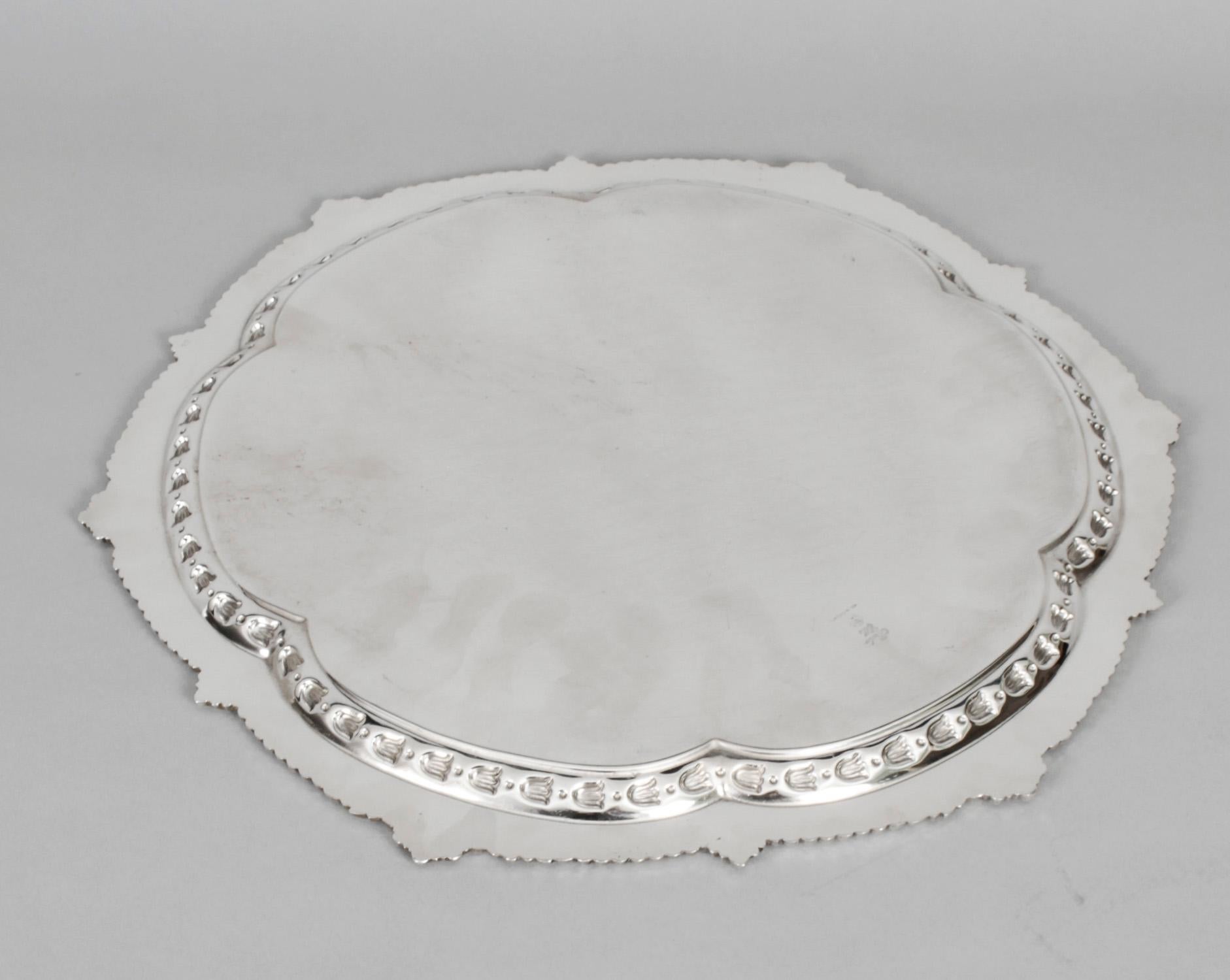 Antique English Victorian Silver Plated Salver Barker Ellis, 19th Century 3