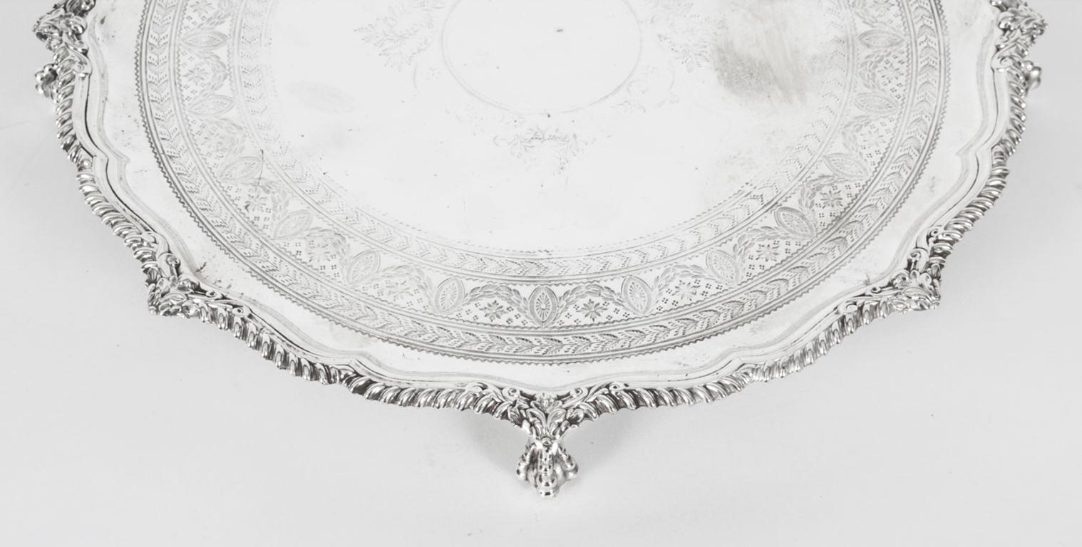 Antique English Victorian Silver Plated Salver James Dixon, 19th Century In Good Condition In London, GB