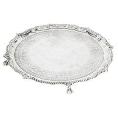 Antique English Victorian Silver Plated Salver James Dixon, 19th Century