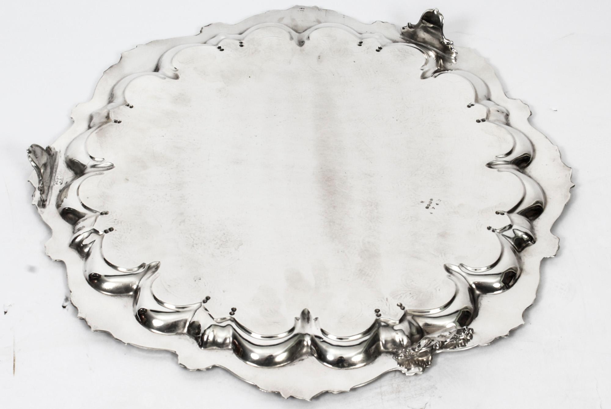 Antique English Victorian Silver Plated Salver Large, 19th Century 1
