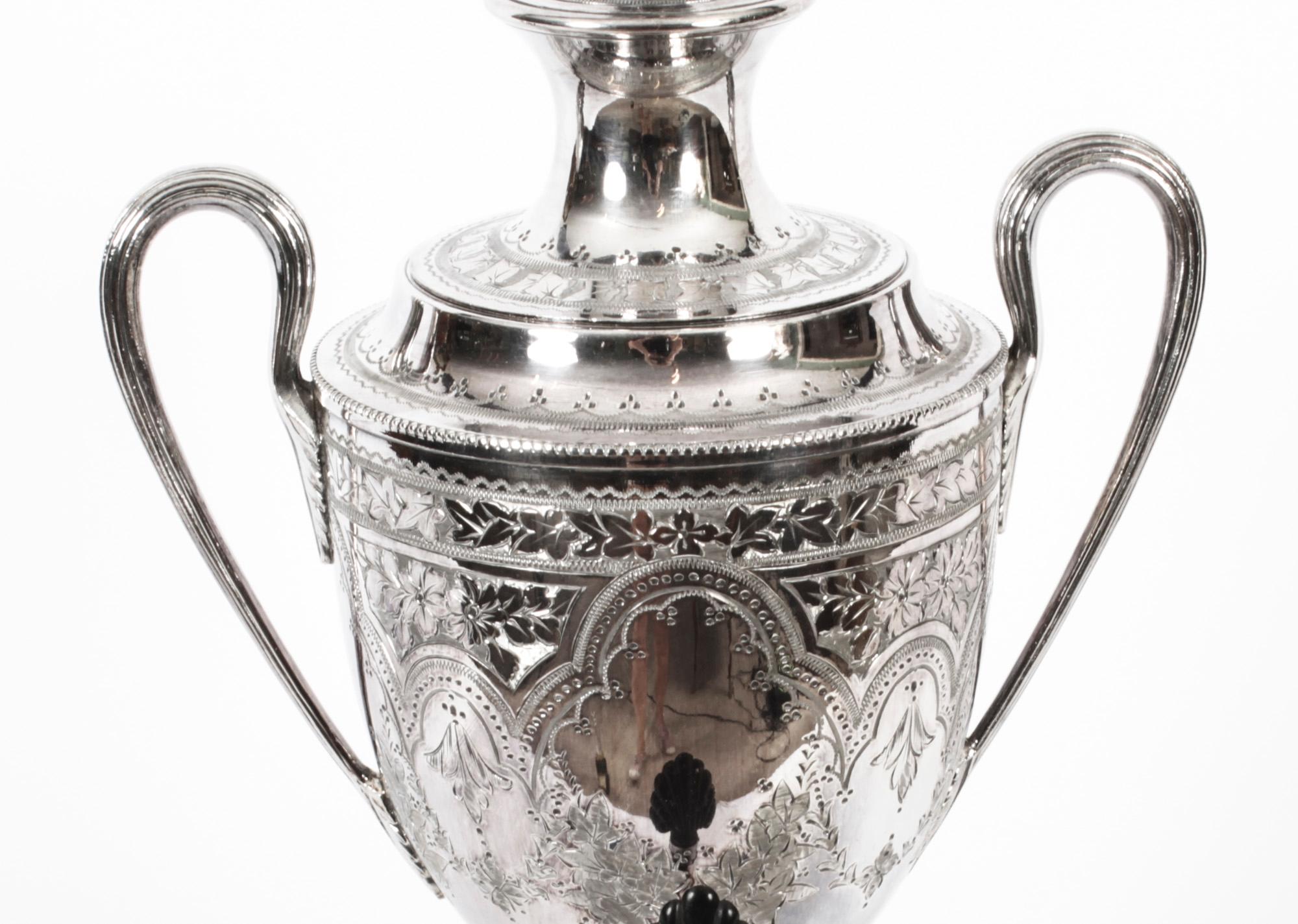 Late 19th Century Antique English Victorian Silver Plated Samovar by Pearce & Sons 19th C