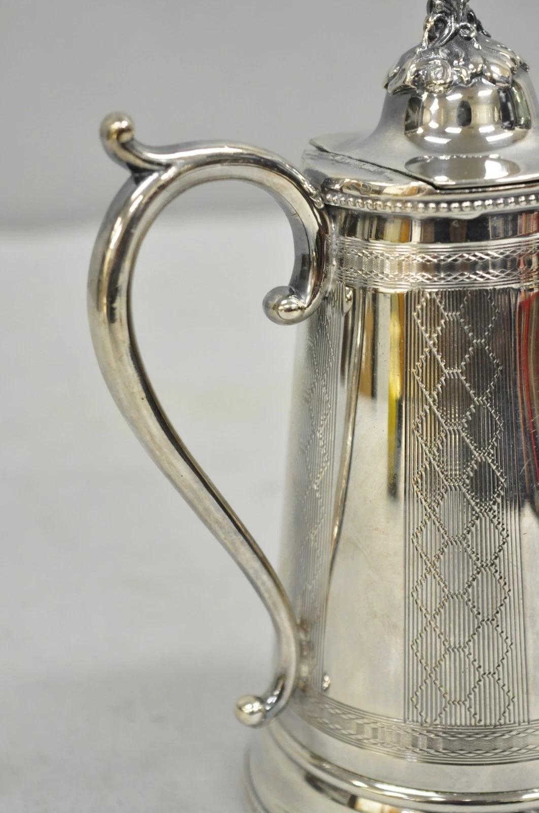 Antike englische viktorianische versilbert kleine Kaffeekanne Teekanne Creamer Monogramm im Zustand „Gut“ im Angebot in Philadelphia, PA