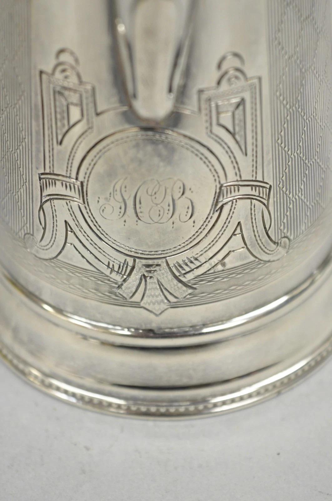Antike englische viktorianische versilbert kleine Kaffeekanne Teekanne Creamer Monogramm (Versilberung) im Angebot