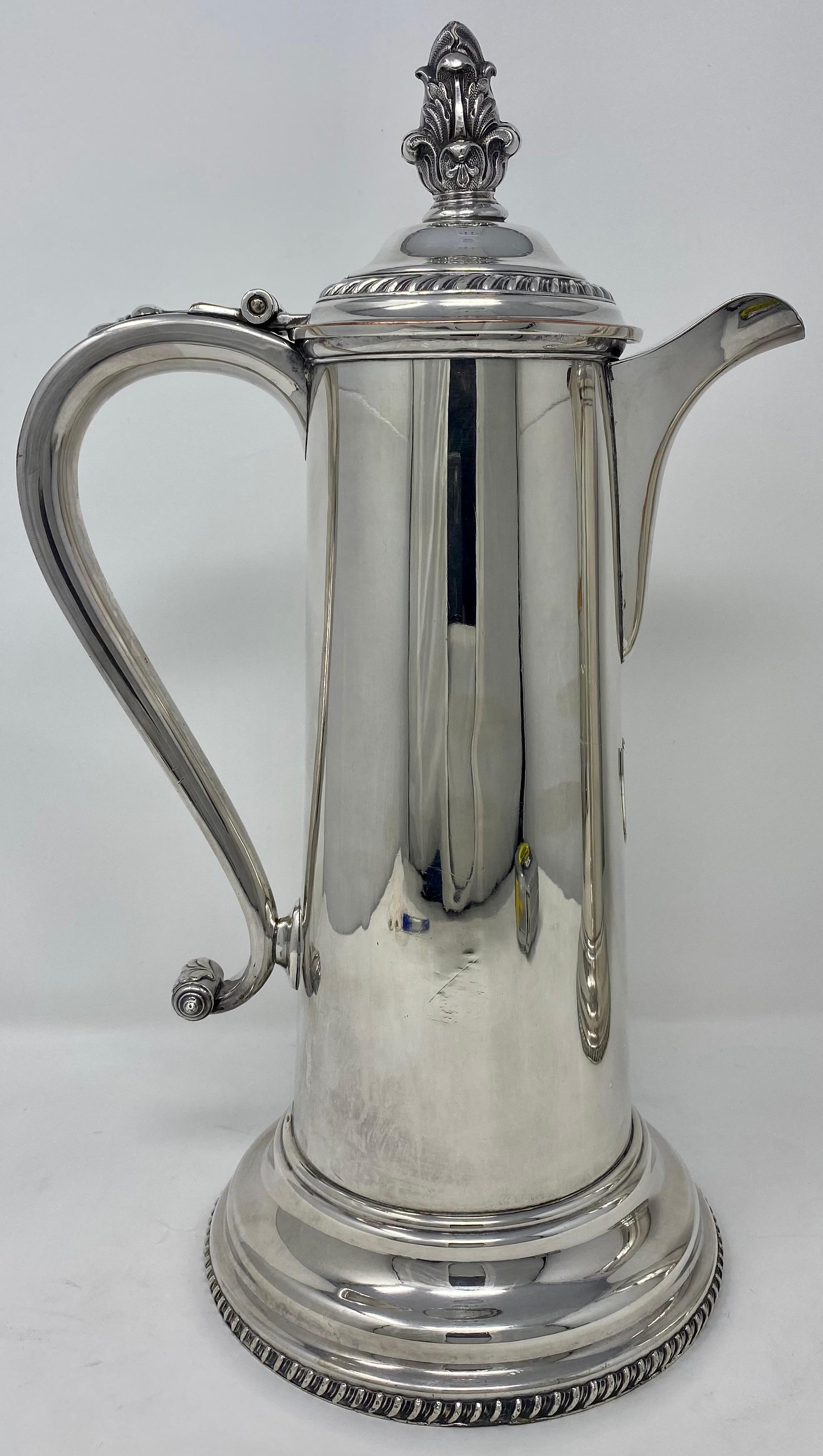 Antique English Victorian silver plated tankard, circa 1870-1890.
This tankard has a mate and is also listed as a matching pair. See reference #LU861921418472.