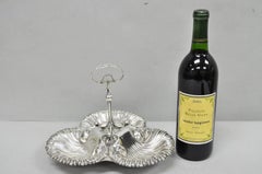 Antique English Victorian Silver Plated Triple Clam Shell Nautical Candy Dish