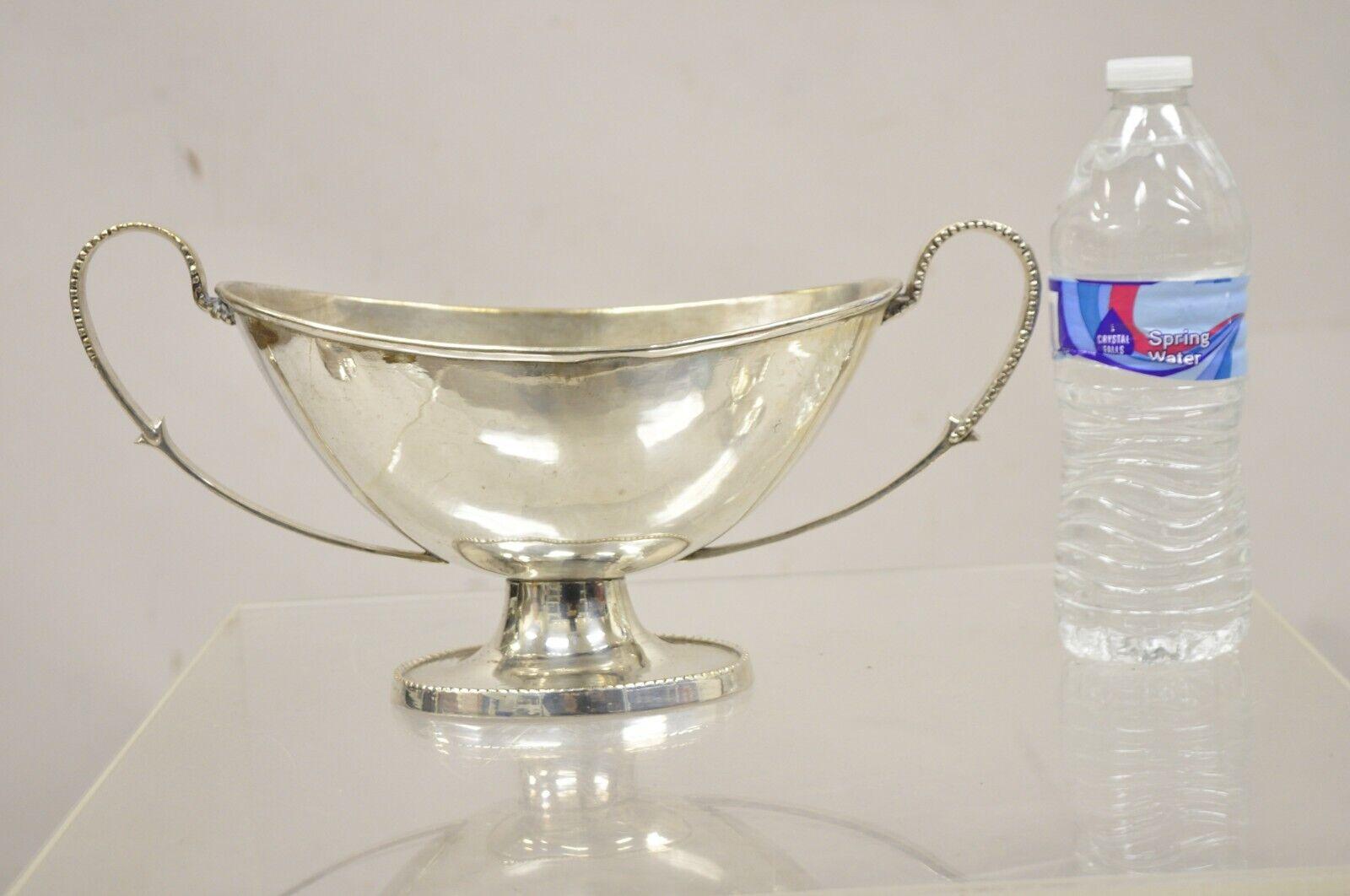 Antique English Victorian Silver Plated Urn Twin Handle Cup Small Fruit Bowl Candy Dish. Circa Early 20th Century. Measurements: 6.5