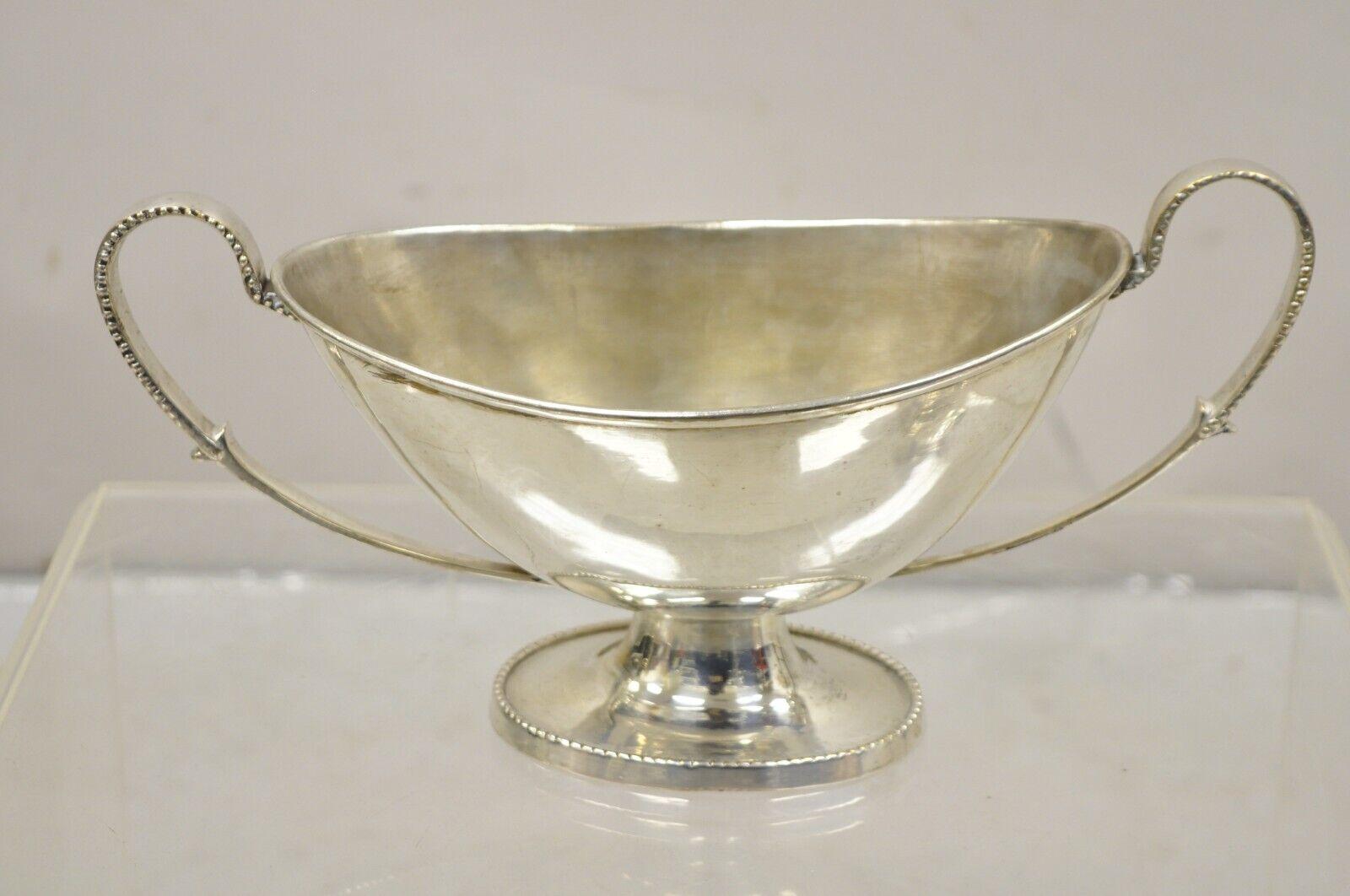 Antique English Victorian Silver Plated Trophy Cup Small Candy Dish Fruit Bowl In Good Condition For Sale In Philadelphia, PA