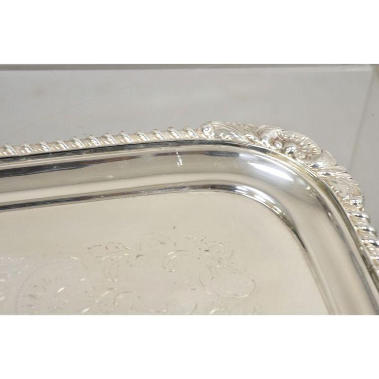 Antique English Victorian Silver Plated Twin Handle Serving Platter Tray For Sale 2