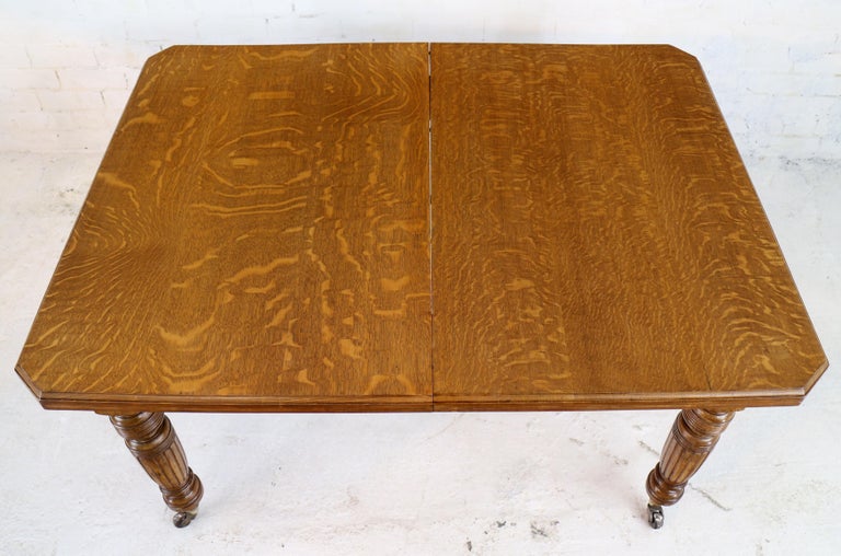 Antique English Victorian Small Oak Dining Table and 2 Leaves at 1stDibs