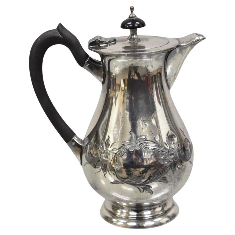 Antique English Victorian Small Wooden Handle Silver Plated Creamer Teapot