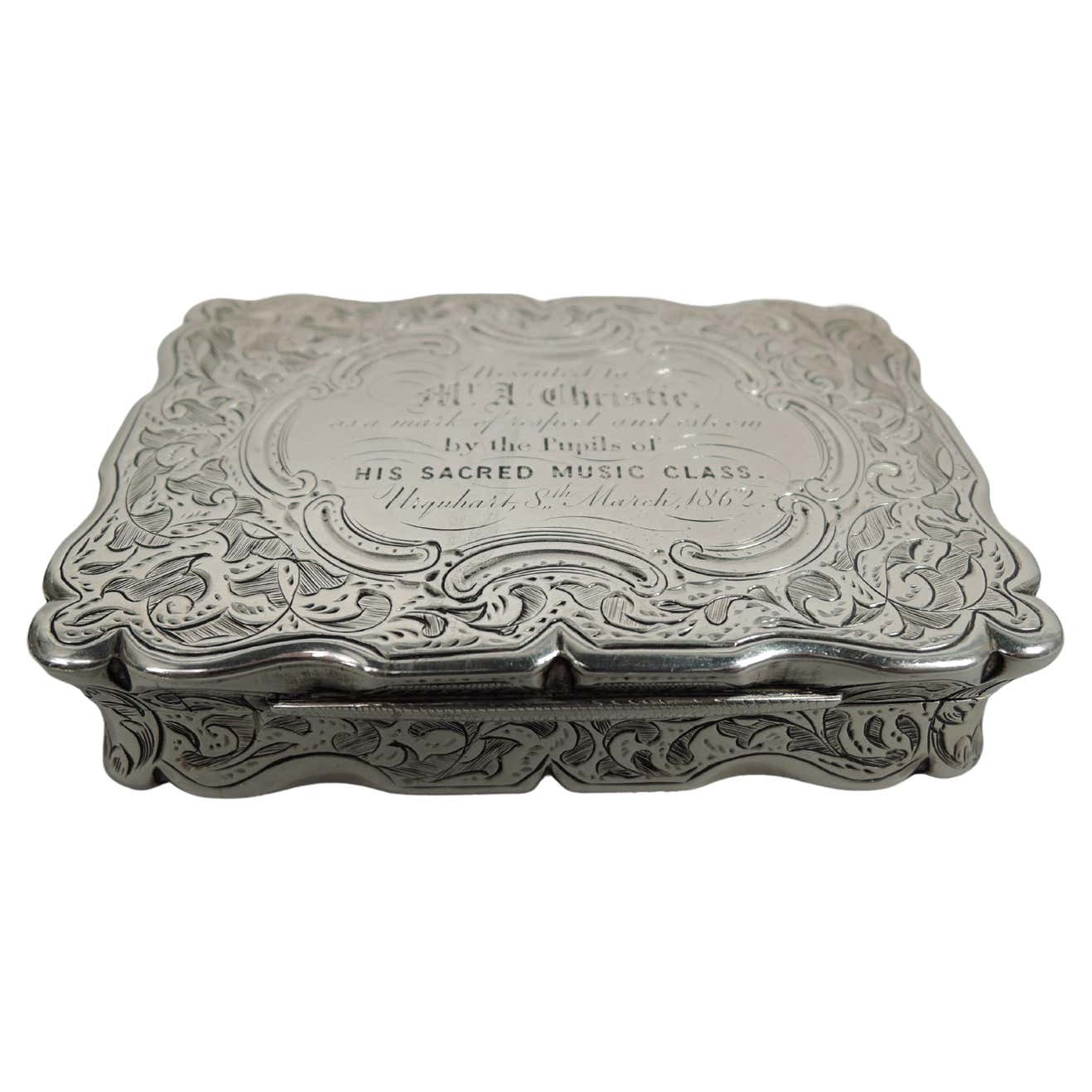 Antique English Victorian Snuff Box with Music Teacher Presentation For ...