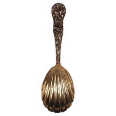 Antique English Victorian Stag Hunt Silver Gilt Tea Caddy Spoon, 1871