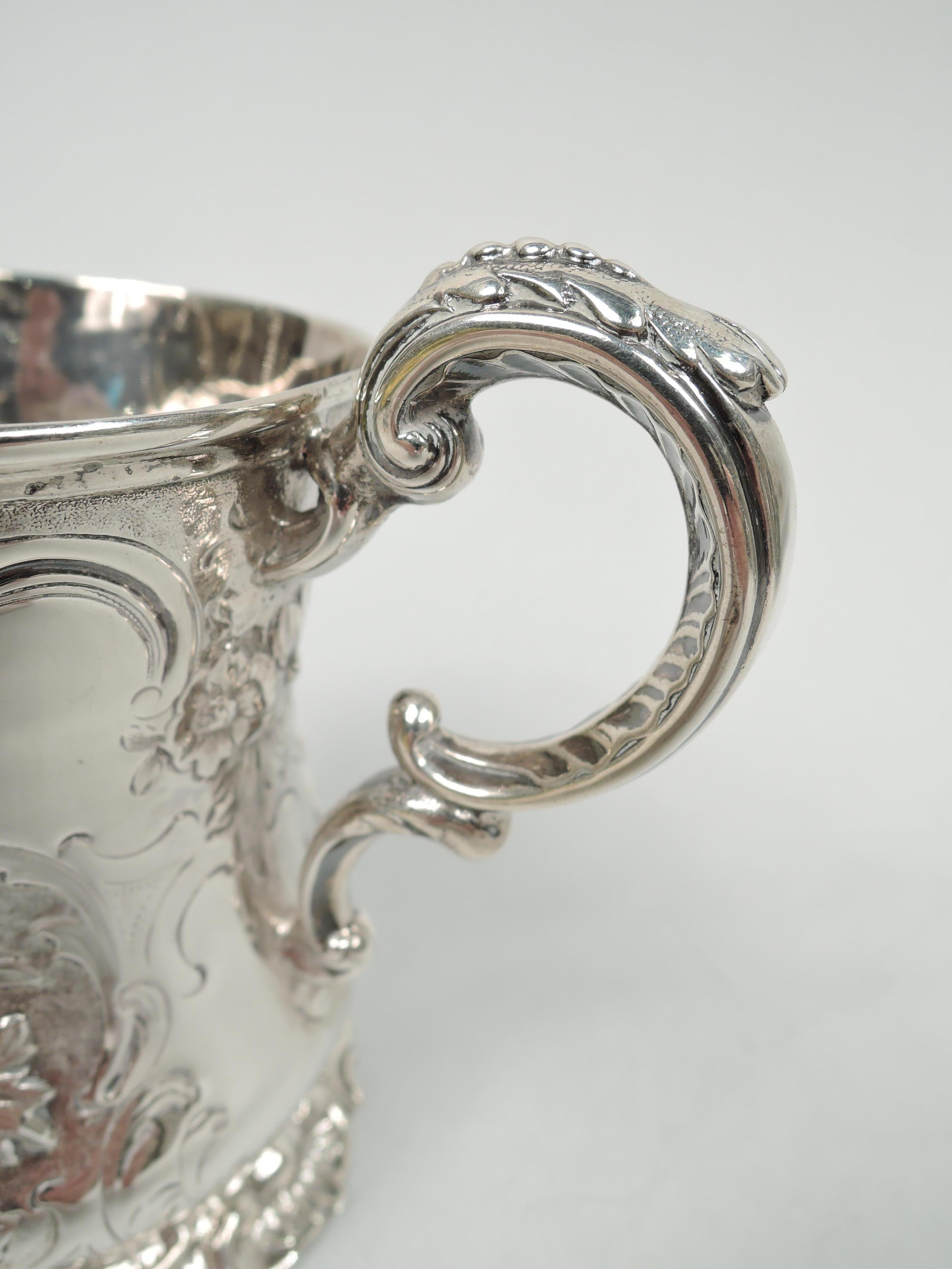 Mid-19th Century Antique English Victorian Sterling Silver Christening Mug For Sale