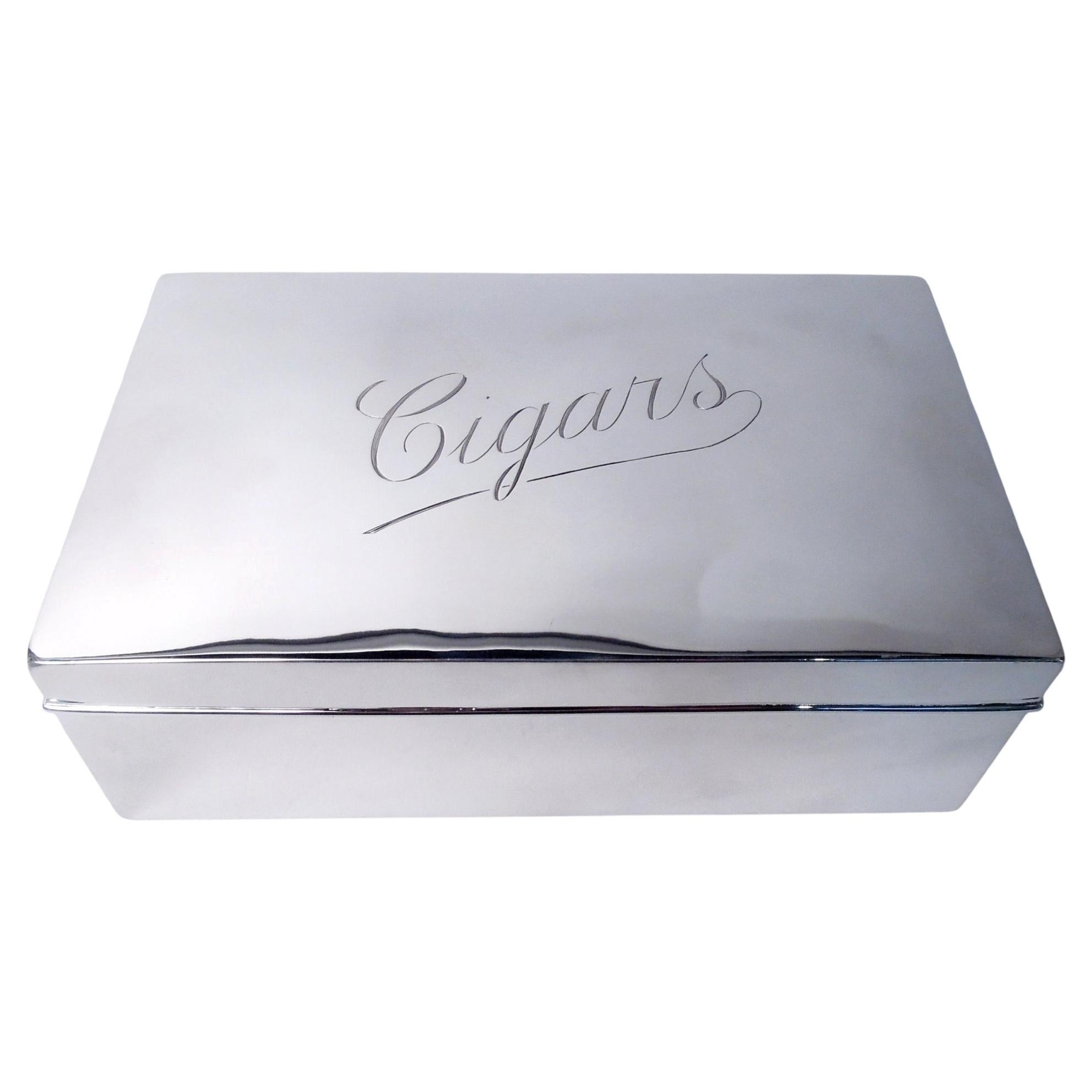 Antique English Victorian Sterling Silver Cigar Box, 1894