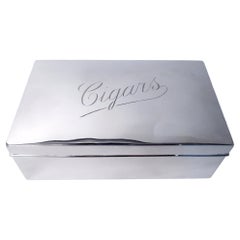 Antique English Victorian Sterling Silver Cigar Box, 1894
