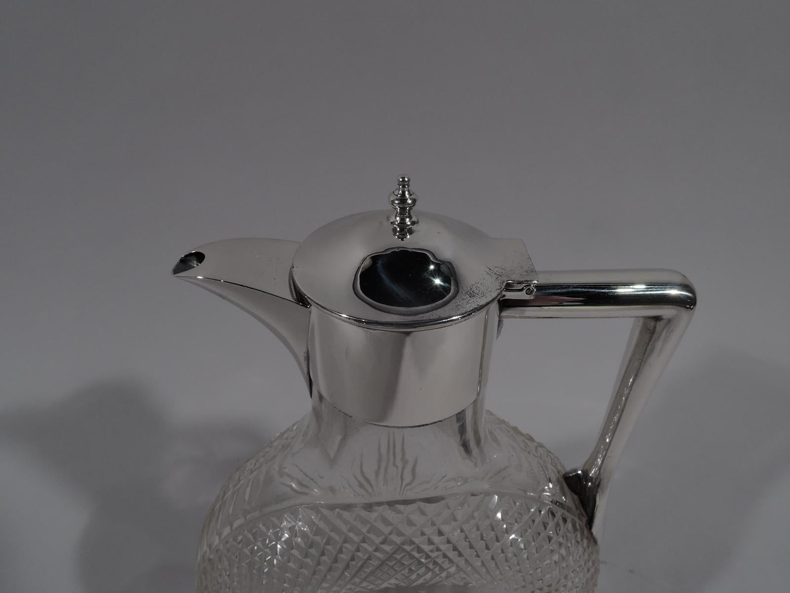 Antique English Victorian Sterling Silver and Cut-Glass Moon Decanter In Excellent Condition In New York, NY