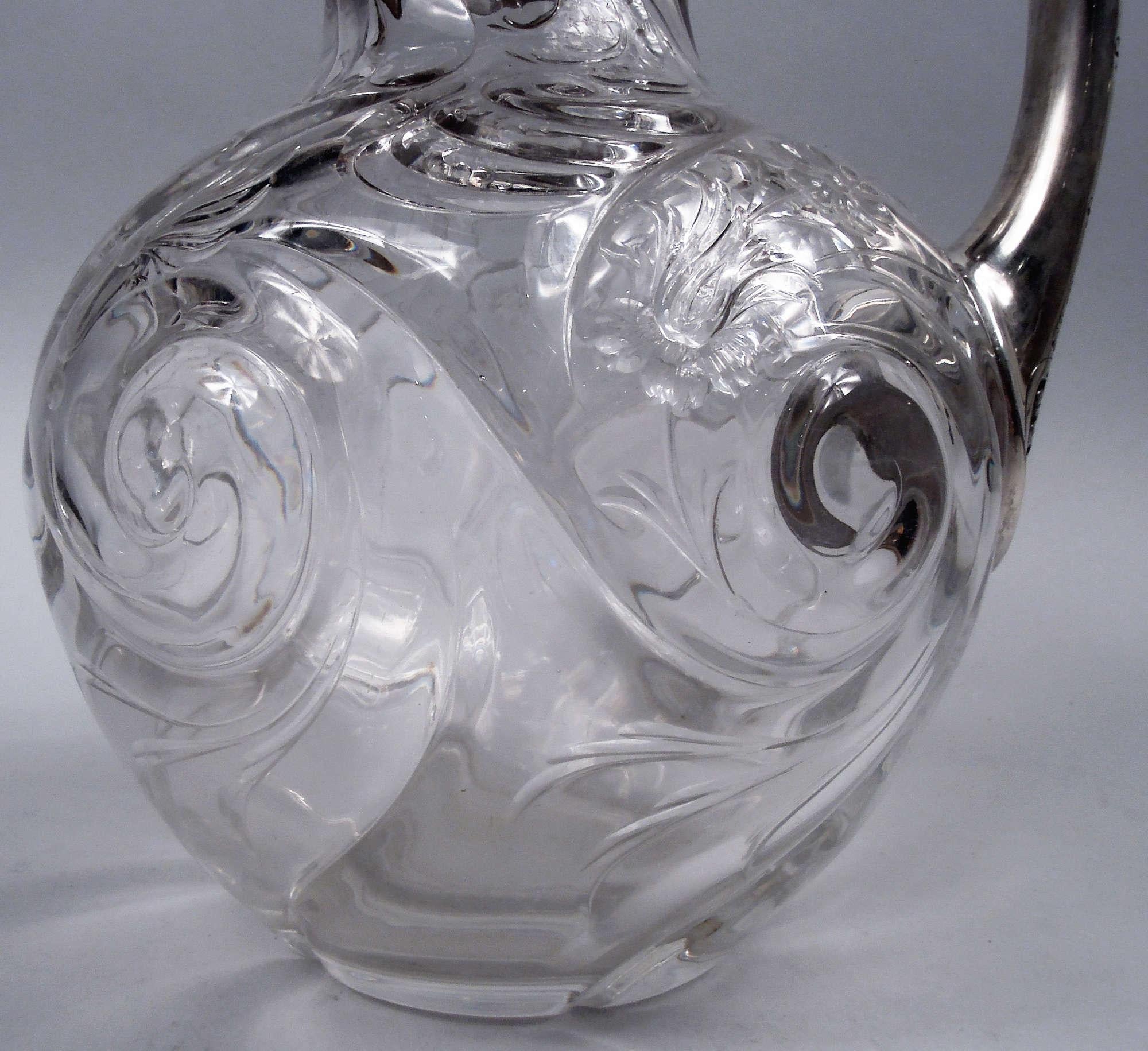 Antique English Victorian Sterling Silver & Rock Crystal-Cut Decanter For Sale 6