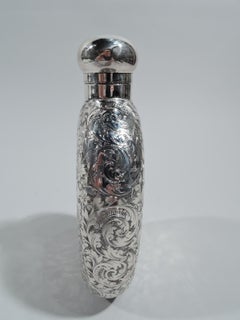 Antique English Victorian Sterling Silver Flask by Elkington