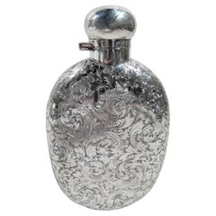 Antique English Victorian Sterling Silver Flask by Elkington