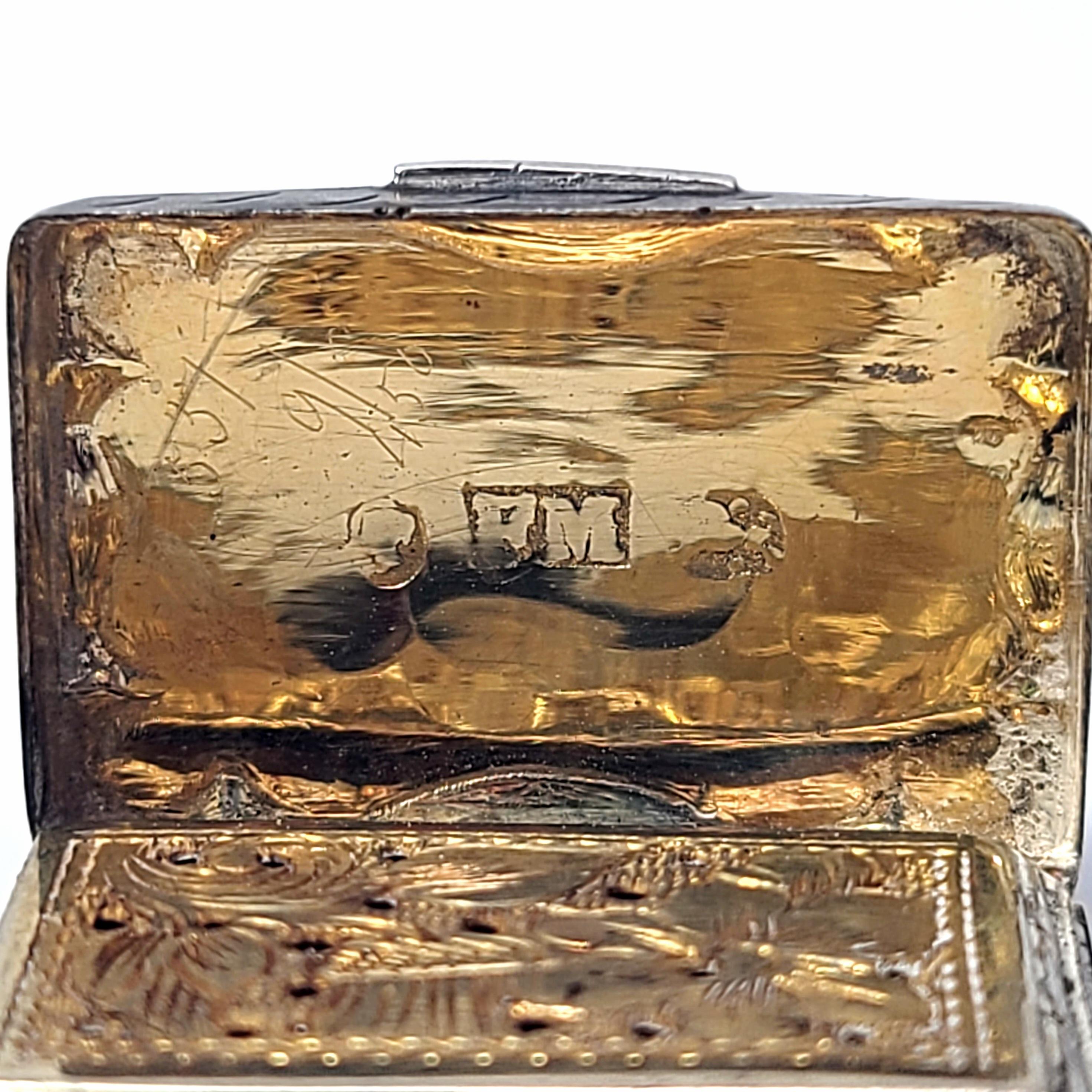 Antique English Victorian Sterling Silver Gilt Vinaigrette Box Frederick Marson 7