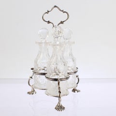 Antique English Victorian Sterling Silver & Glass Cruet Set by Richards & Brown