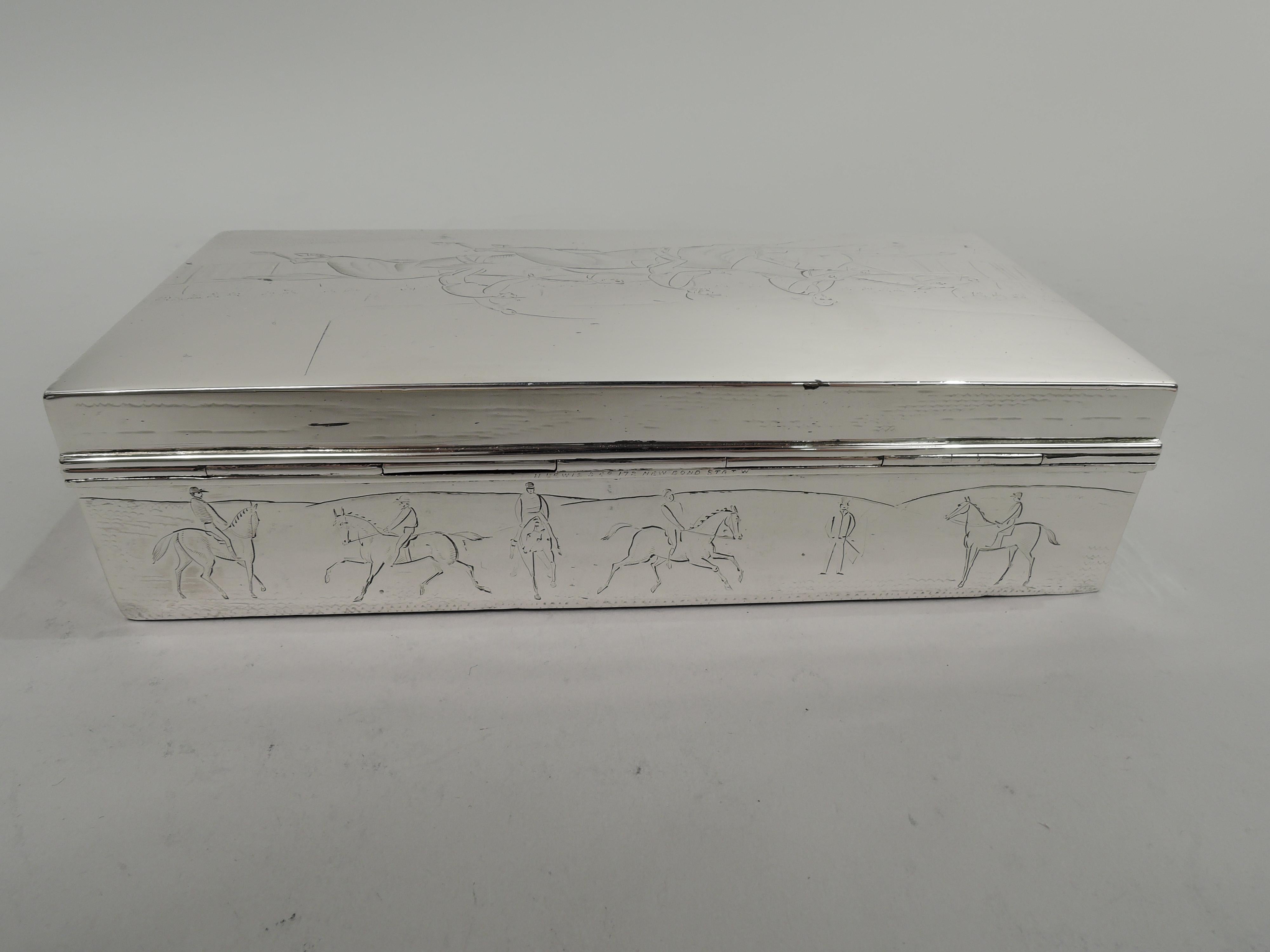 Antique English Victorian Sterling Silver Horse Race Box 1